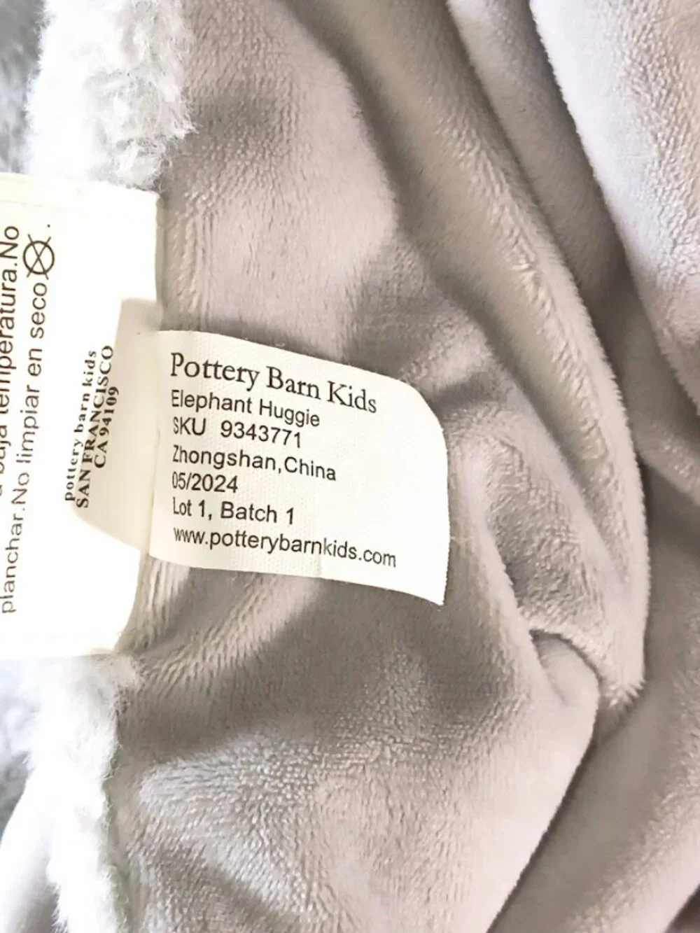 Pottery Barn Gray Elephant Huggie Collection No Toy Security Blanket 29